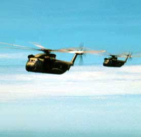 A flight of two CH-53s follow