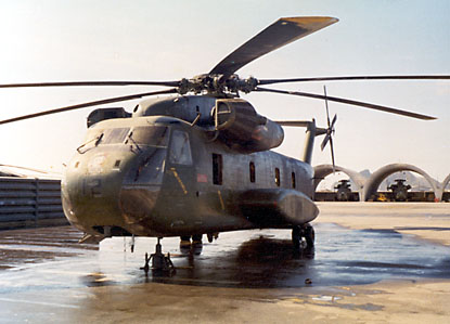A CH-53 Is Waiting for Nose Gear Repairs